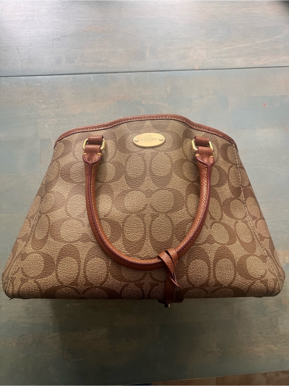 Coach Signature Canvas Satchel in Brown and Tan